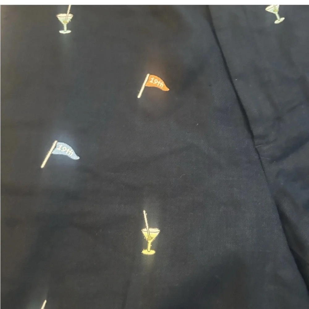 Brooks Brothers Black Shorts with Colorful Embroidery